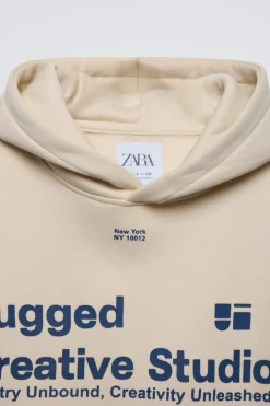 Niños ZARA 6 - 14 Años·Sudaderas<SUDADERA CAPUCHA TEXTO