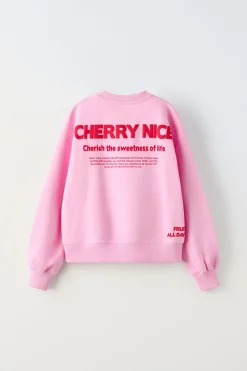 Niños ZARA 6 - 14 Años·Sudaderas<SUDADERA CEREZA STRASS