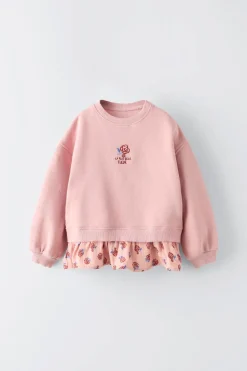 Niños ZARA 1½ - 6 Años·Sudaderas|6 - 18 Meses·Sudaderas<SUDADERA COMBINADA FLORES