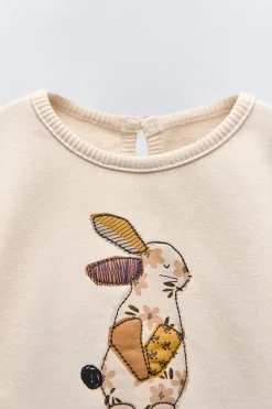 Niños ZARA 6 - 18 Meses·Sudaderas<SUDADERA CONEJO BORDADO PATCHWORK