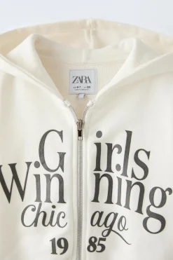 Niños ZARA 6 - 14 Años·Sudaderas<SUDADERA CREMALLERA TEXTO CROP FIT
