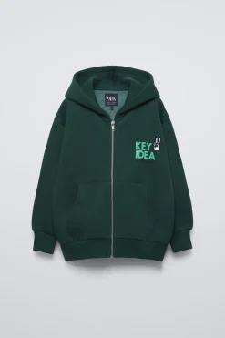 Niños ZARA 6 - 14 Años·Sudaderas<SUDADERA CREMALLERA TEXTO BORDADO