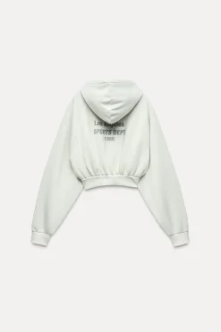 Best SUDADERA CROP CAPUCHA TEXTO EFECTO LAVADO Mujer Sudaderas / Joggers