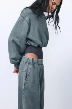 Clearance SUDADERA CROP EFECTO LAVADO Mujer Sudaderas / Joggers