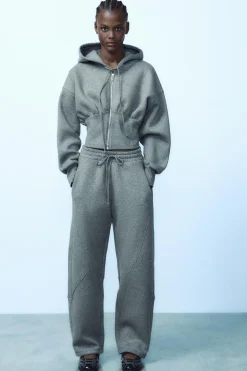 New SUDADERA CROP GLITTER Mujer Sudaderas / Joggers