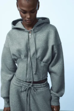 New SUDADERA CROP GLITTER Mujer Sudaderas / Joggers