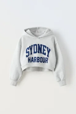 Niños ZARA 6 - 14 Años·Sudaderas<SUDADERA CROPPED TEXTO