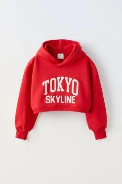 Niños ZARA 6 - 14 Años·Sudaderas<SUDADERA CROPPED TEXTO BORDADO