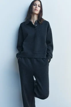 New SUDADERA CUELLO POLO SOFT Mujer Sudaderas / Joggers