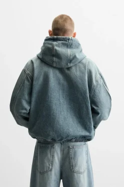 Outlet SUDADERA DENIM CAPUCHA Hombre Sudaderas