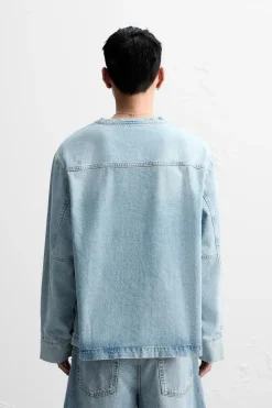 New SUDADERA DENIM COSTURAS Hombre Sudaderas