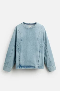 New SUDADERA DENIM COSTURAS Hombre Sudaderas