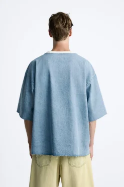 Hot SUDADERA DENIM LAVADO Hombre Camisetas