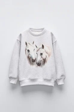 Niños ZARA 6 - 14 Años·Sudaderas<SUDADERA ESTAMPADA CABALLOS