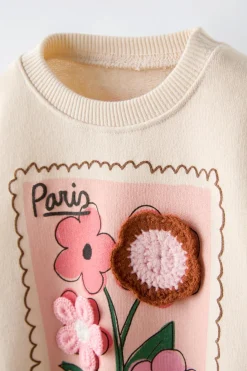 Niños ZARA 1½ - 6 Años·Sudaderas|6 - 18 Meses·Sudaderas<SUDADERA ESTAMPADO APLIQUE FLORES