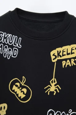 Niños ZARA 6 - 14 Años·Sudaderas|6 - 14 Años·Total Look<SUDADERA ESTAMPADO CALAVERA Y ESQUELETO