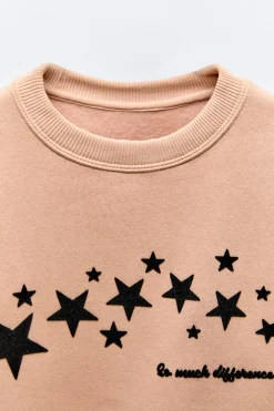 Niños ZARA 6 - 14 Años·Sudaderas|6 - 14 Años·Deporte / Jogging<SUDADERA ESTRELLAS TEXTO FLOCK