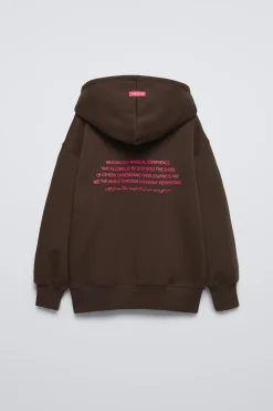 Niños ZARA 6 - 14 Años·Sudaderas|6 - 14 Años·Deporte / Jogging<SUDADERA FORRADA CAPUCHA TEXTO