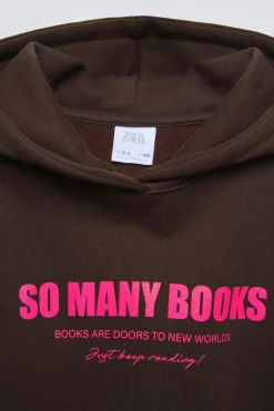 Niños ZARA 6 - 14 Años·Sudaderas|6 - 14 Años·Deporte / Jogging<SUDADERA FORRADA CAPUCHA TEXTO