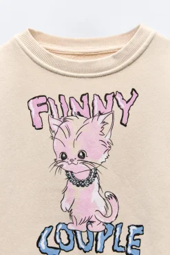 Niños ZARA 6 - 14 Años·Sudaderas|6 - 14 Años·Total Look<SUDADERA GATO CROP FIT