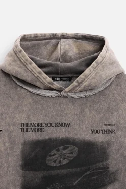 Outlet SUDADERA LAVADA ESTAMPADO Hombre Sudaderas