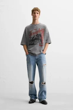 Hot SUDADERA LAVADA ESTAMPADO TEXTO Hombre Sudaderas|Camisetas