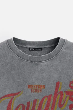 Hot SUDADERA LAVADA ESTAMPADO TEXTO Hombre Sudaderas|Camisetas