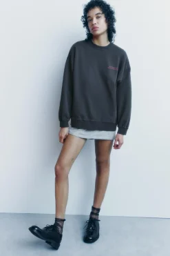 Sale SUDADERA LAVADA TEXTO Mujer Sudaderas / Joggers