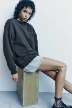 Sale SUDADERA LAVADA TEXTO Mujer Sudaderas / Joggers