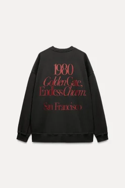 Sale SUDADERA LAVADA TEXTO Mujer Sudaderas / Joggers