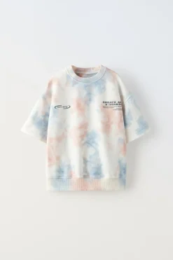 Niños ZARA 6 - 14 Años·Camisetas|6 - 14 Años·Sudaderas<SUDADERA MANGA CORTA TIE DYE TEXTO