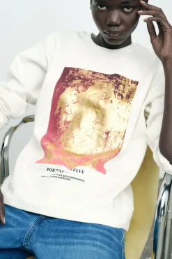 Clearance SUDADERA METALIZADA DELANTERO Mujer Sudaderas / Joggers