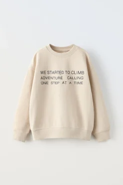 Niños ZARA 6 - 14 Años·Sudaderas<SUDADERA PIQUÉ TEXTO BORDADO