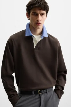 Fashion SUDADERA POLO CUELLO COMBINADO Hombre Polos