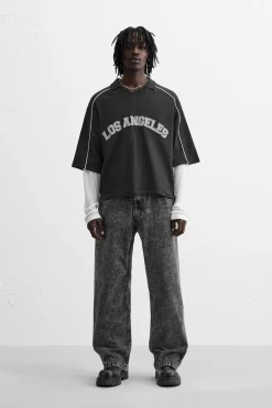 Hot SUDADERA POLO TEXTO CONTRASTE Hombre Camisetas|Polos