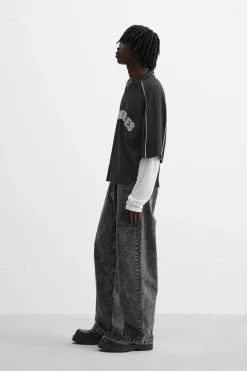 Hot SUDADERA POLO TEXTO CONTRASTE Hombre Camisetas|Polos