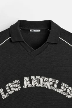 Hot SUDADERA POLO TEXTO CONTRASTE Hombre Camisetas|Polos