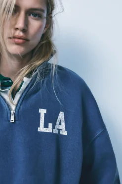 Online SUDADERA POLO VARSITY EFECTO LAVADO Mujer Sudaderas / Joggers