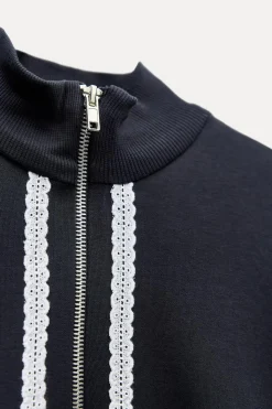 Discount SUDADERA PUNTILLA BORDADO Mujer Sudaderas / Joggers