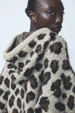 Clearance SUDADERA PUNTO JACQUARD ANIMAL Mujer Cárdigan / Jerséis|Punto