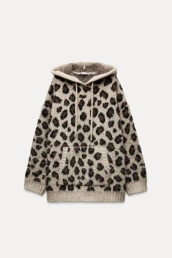 Clearance SUDADERA PUNTO JACQUARD ANIMAL Mujer Cárdigan / Jerséis|Punto