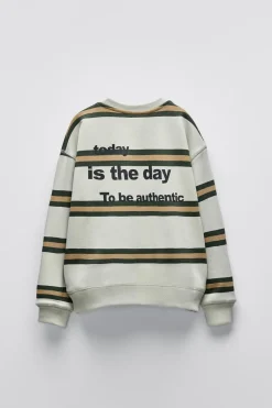 Niños ZARA 6 - 14 Años·Sudaderas<SUDADERA RAYAS TEXTO