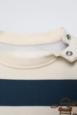 Niños ZARA 6 - 18 Meses·Sudaderas<SUDADERA RAYAS TEXTO FLOCK