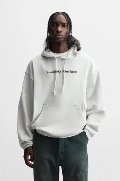 Sale SUDADERA TEXTO BORDADO Hombre Sudaderas