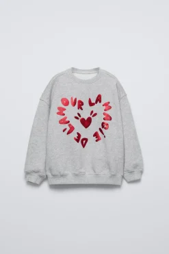 Niños ZARA 1½ - 6 Años·Sudaderas|6 - 18 Meses·Sudaderas<SUDADERA TEXTO BRILLO