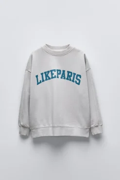 Niños ZARA 6 - 14 Años·Sudaderas<SUDADERA TEXTO CRAQUELADO