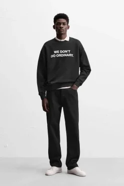 Hot SUDADERA TEXTO ESTAMPADO Hombre Sudaderas