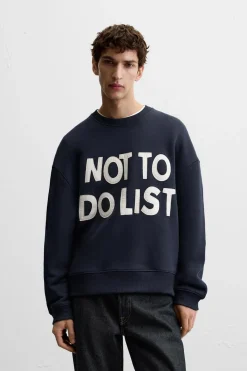 Hot SUDADERA TEXTO PARCHES Hombre Sudaderas