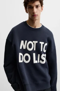 Hot SUDADERA TEXTO PARCHES Hombre Sudaderas