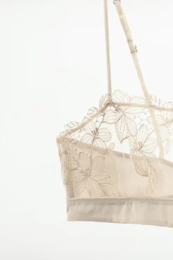 Sale SUJETADOR BANDEAU ENCAJE BORDADOS Mujer Lenceria